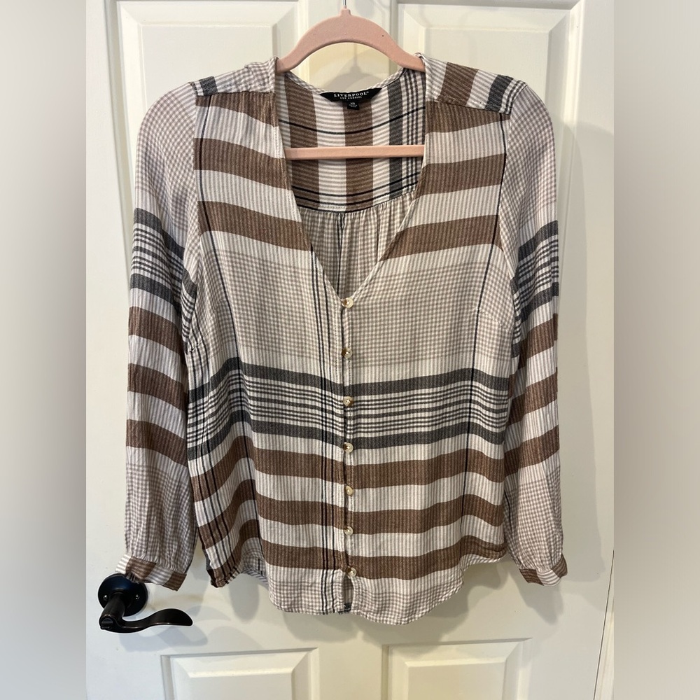 LIVERPOOL Women's Plaid Button-Up Top